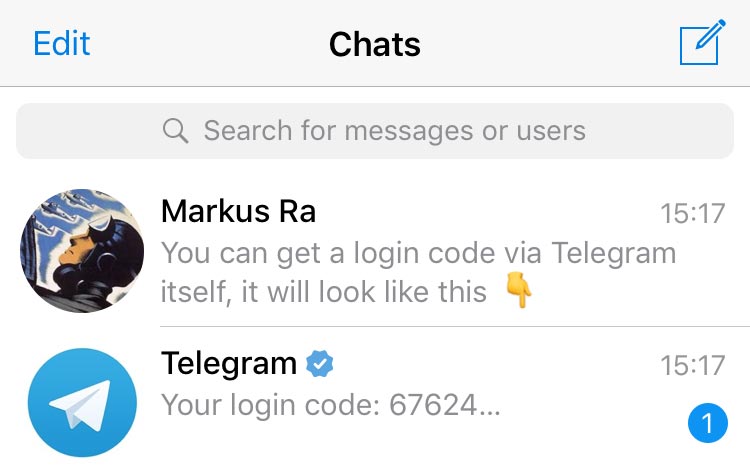 Registrati con il numero — Telegram